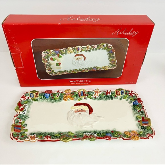 Holiday Home Accents Santa “Tid Bit” Tray Hand Painted Earthenware - Picture 7 of 7